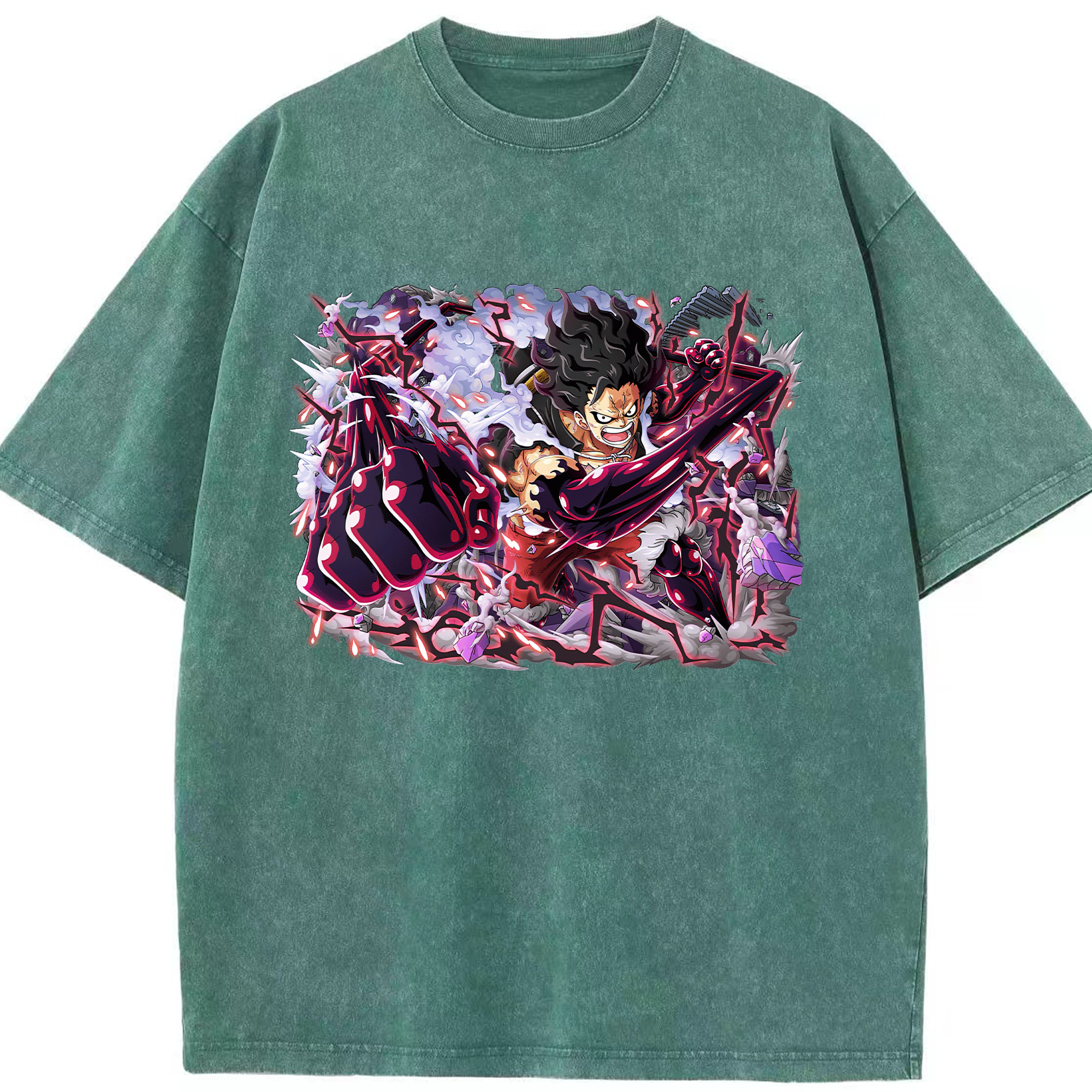 ワンピース モンキー・D・ルフィ ONE PIECE Monkey D. Luffy 綿100% ヴィンテージ風 半袖Tシャツ（フロントプリント）
